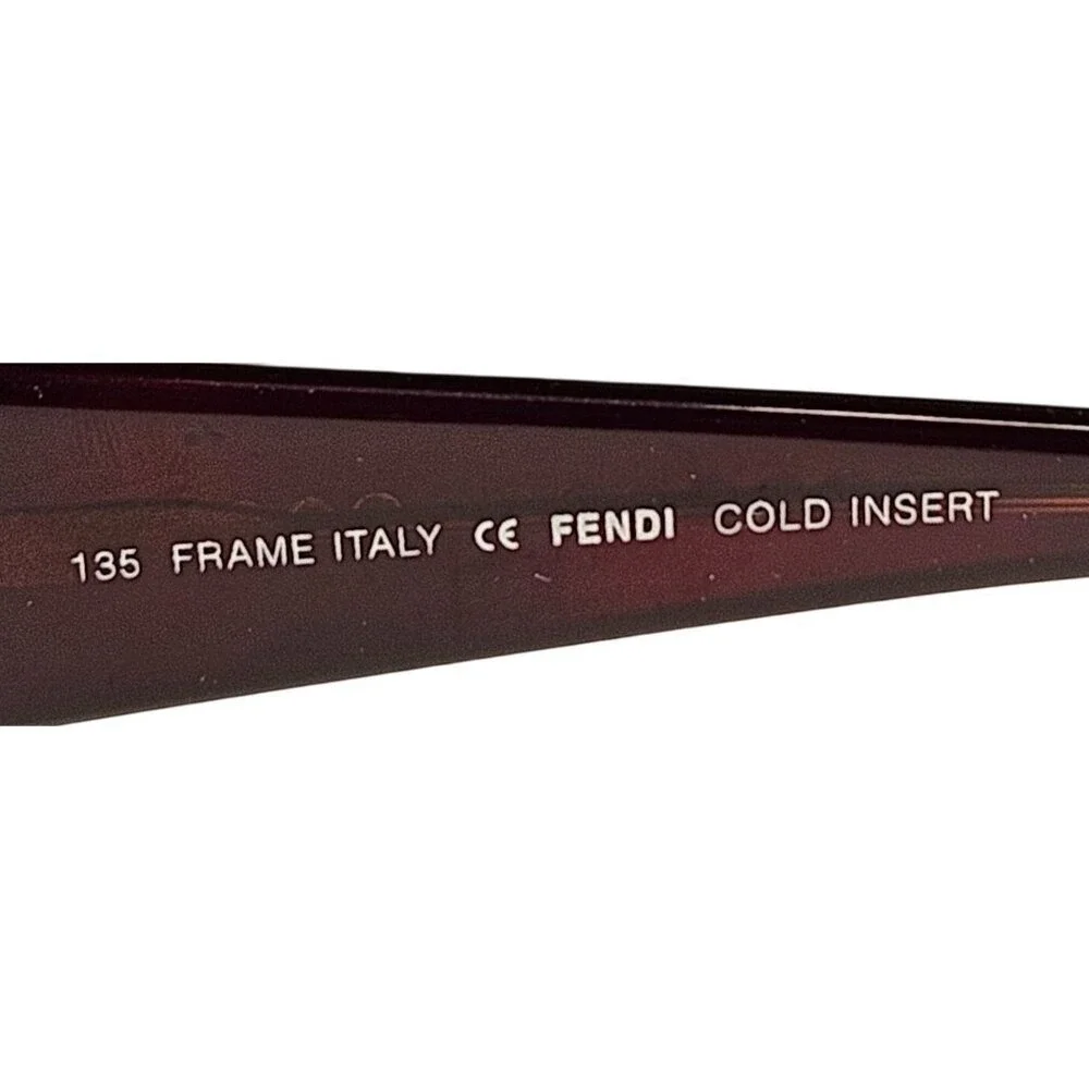 Frames‎ Only Fendi F625R 51-16 Burgundy Rectangular Eyeglasses Gold Rhinestones